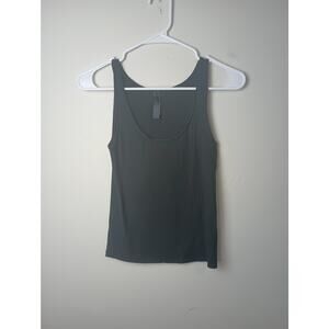 Skims Tank Top XL Cotton Ribbed Cropped Rounded Scoop Neck Black